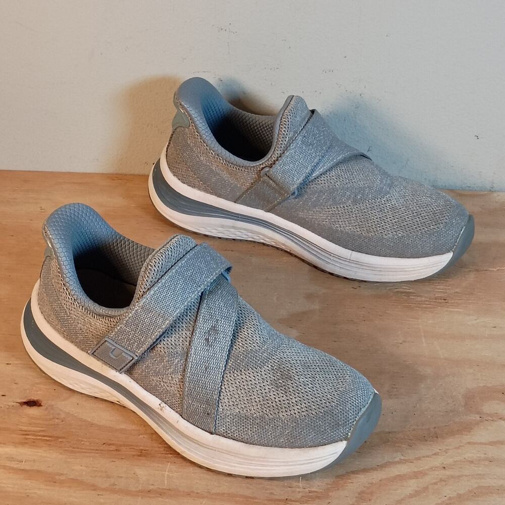 OrthoFeet Women's Size 7.5 B Medium Grey Hook And Loop Walking Sneakers 80052